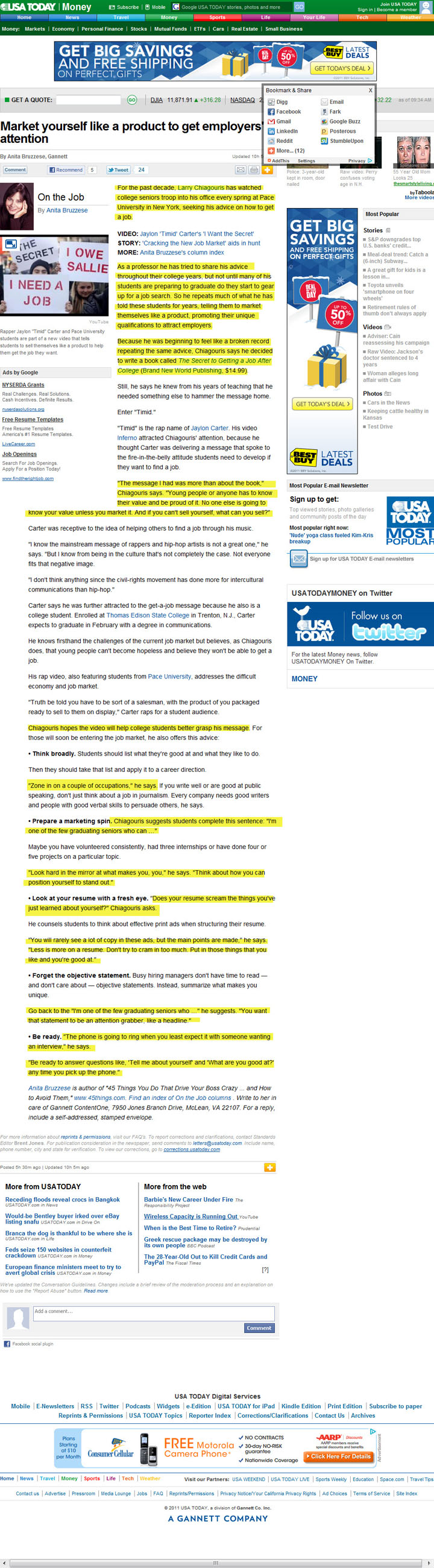 USA TODAY Covers The Secret to Getting a Job after College and the Music Video USA TODAY Covers The Secret to Getting a Job after College and the Music Video